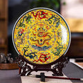 LIYAOLI Home Ceramic Decorative Plates for Display Feng Shui Decor Chinese Decorations Classical Colorful Flying Dragon Soaring Clouds Handmade Art Decor for Display Living Room Table