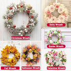 ESFUN Black Wreath Hanger for Front Door, Metal Wreath Hooks Holder Over The Door Wreath Hanger for Hanging Christmas Decorations Xmas Decor (2 Pack-White, 12 Inch)