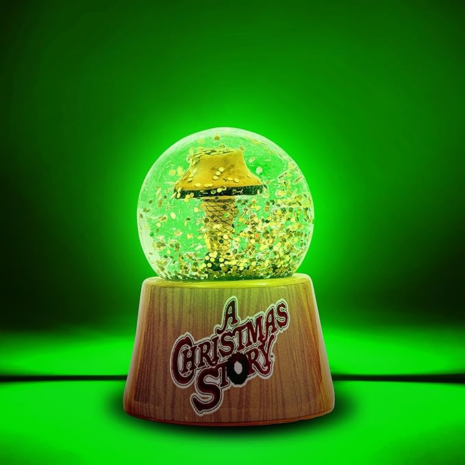 A Christmas Story Leg Lamp Mini Light-Up Snow Globe with Swirling Glitter Display | 3 Inches Tall