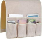 Sofa Armrest Organizer Non-Slip Arm Chair Hanging Caddy Remote Control Holder for Magazine, Phone, Books, Glasses(Beige,19in)