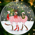 Jabihome Christmas Ornaments 2025, Exchange for Women, Men, Collectible Dated Year Ornaments for Tree, Unique Acrylic Suncatcher, Printed Stained Glass Effect Decor (Flamingo)