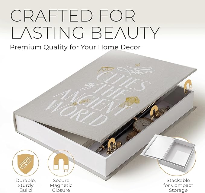 Decorative Books for Home Decor – Beige & Sage Linen Faux Books for Decoration: Aesthetic Fake Book Shelf, Living Room, Mantle, Entryway & Coffee Table Decor – Stack Faux Book Storage Box, Set of 2