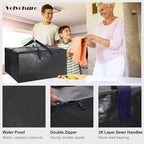 Heavy Duty Extra Large Moving Bags W/Backpack Straps - Strong Handles & Zippers, Storage Totes For Space Saving, Fold Flat, Alternative to Moving Box and Storage Bin (Set of 6, Black)
