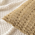 MIULEE Pack of 2 Corduroy Decorative Euro Sham Throw Pillow Covers 22x22 Inch Soft Boho Striped Pillow Covers Modern Farmhouse Home Decor for Sofa Living Room Couch Bed Khaki