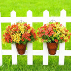 16 Bundles Artificial Fall Flowers for Outdoor Realistic Faux Flower Garden Home Decoration, Hanging Autumn Fall Decor Daisy with Eucalyptus Leaves Fake Plants Greenery Porch Patio Front Door Decors