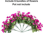 Fake Hibiscus Artificial Flowers for Outdoors Spring Summer Decoration, 6 Bundles Silk Hibiscus Flowers Bouquet UV Resistant Look Real Faux Plants for Outside Planter Front Door Porch Balcony, Fuchsia
