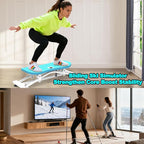 Ski Exercise Machine for Home Ski Simulator Balance Board with Resistance Bands Indoor Skiing Fitness Equipment for Full Body Cardio Core Leg and Arm Workout Balance Machine with Non-Slip Base Blue