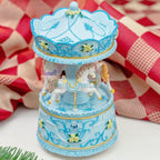 Elegant Blue Carousel Music Box,Handcrafted Rotating Horses & Floral Details Musical Figurine, for Birthdays,Christmas,Valentine's Day,Birthday,Home Décor,Plays You are My Sunshine Tune