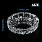Timgle Glass Ashtray 4 Packs Round Crystal Ash Tray Clear Ashtrays for Home Portable Heavy Duty Decorative Office Patio Indoor Outdoor(Vintage)