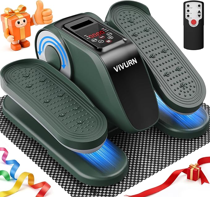 VIVURN-Upgraded Under Desk Elliptical, Leg Exerciser As Seen on TV, 12 Speeds Forward & Reverse Manual & Auto Mode, Electric Seated Pedal Exerciser with Non-Slip Mat, Quiet Operation for Home Office