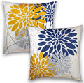 Flower Throw Pillow Covers 18x18 Set of 2, Flowers Pillow Cushion Cases, Modern Decorative Square Pillowcases for Sofa Couch Bedroom Living Room Car (18X18in Set of 2, Beige Flower) (2QE3005)