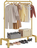 JIUYOTREE Standard Clothes Clothing Garment Rack with Storage Shelves Clothes Organizer for Hanging Clothes Coat Jacket Shirt Sweater Jeans Gold