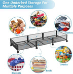 Under Bed Storage with Wheels 47.2"(L)/57.6L Large Rolling Under Bed Storage, Metal Underbed Containers on Wheels, Tool-Free Assembly Foldable Metal Underbed Drawers for Shoes Clothes Toys