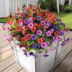 Homsunny Artificial Fake Flowers Plants Outdoors Spring Decor, Faux Flowers Silk Daisy Eucalyptus Plants UV Resisitant for Outside Planter Pot Front Porch Garden Patio Decoration(12 Bundles)