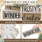 Lineshading 4 Pcs Winter Table Decorations Wooden Snowflake Decor Winter Tiered Tray Decor Rustic Snow Block Signs Gift Farmhouse Snowflake Table Centerpiece for Wonderland Party Kitchen Home