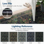 Lessymo Washable Dining Room Rugs, Floral 6x9 Area Rug for Living Room, Bedroom, Playroom, Farmhouse, Non Slip Forest Stain Resistance Large Throw Carpet, Black Green