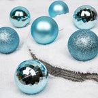 Emopeak 24Pcs Christmas Balls Ornaments for Xmas Christmas Tree - 4 Style Shatterproof Christmas Tree Decorations Hanging Ball for Holiday Wedding Party Decoration (Teal Blue, 2.4"/6.2CM)