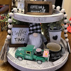 Coffee Bar Decor Vintage Mini Metal Pickup Truck Decorations with Book Accessories for Coffee Station, Farmhouse Tiered Tray Table Decorations for Home Kitchen, Office, Cafe