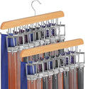 TOPIA HANGER 40 Hooks Belt Tie Hanger Space Saving for Closet, 2 IN 1 Belt Ties Racks Max 60 Belts with 60 Ties Capacity, Curved with Flat Hooks for Belts,Ties,Bras,Closet Organizers and Storage CT70N