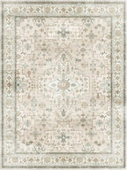 Lessymo Washable Rugs for Living Room, 9x12 Large Area Rug for Bedroom Dining Home Office, Soft Non-Slip Vintage Stain Resistance Oushak Carpet, Boho Neutral Farmhouse Decor, Beige Brown