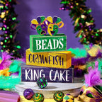 Moucuny 4 Pcs Mardi Gras Table Decorations Wooden Mask Decor Purple Golden Green Carnival Tiered Tray Decor Mardi Gras Centerpieces Decorative Masks Block Signs Gift for Masquerade Party Home Kitchen