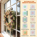 Ofiray-home Wreath Hangers, 4 Pack Heavy Duty Wreath Hangers for Front Doors/Windows/Over Door, No Drill & Reusable Suction Cup Hooks for Bedroom, RV, Bathroom and Home Storage Hooks(White)