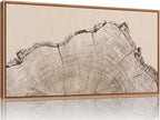 SIGNINART Large Tree Ring Framed Canvas Wall Art, Rustic Beige Nature Wooden Wall Decor, Neutral Wood Stump Artwork, Modern Art Prints for Bedroom Living Room Office 20"x40"