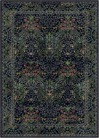 Lessymo Floral Black Green Washable Rugs 8x10, Living Room Area Rug Non Slip Boho Low Plie Large Carpet for Bedroom Dining Room Home Office, Vintage Flower Decor Distressed Retro Indoor