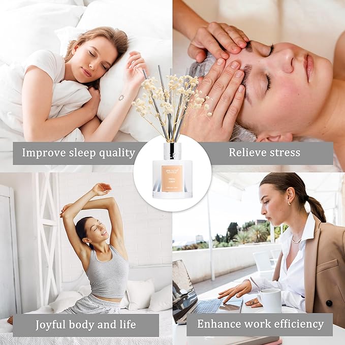 Airkeep Reed Diffuser Set,3.38 fl oz (100 ml) - Moss Eucalyptus Oil Diffusers with 8 Reed Sticks, Home Fragrance Reed Diffuser for Bathroom Shelf Decor