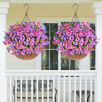 MARTINE MALL 12 Bundles Look Real Artificial Flowers for Outdoors, Realistic Fake Outdoor Flowers, UV Resistant Silk Pansy Flowers for Outside Faux Flowers Plants for Outdoor Porch Patio, Pink+Purple