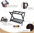 Casual Home Foldable Solid Wood Fully-Assembled Luggage Rack, 26.75"Wide with Shelf, Honey Oak