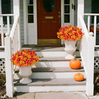8 Pcs Fake Fall Flowers Artificial Petunias for Outdoor Decorations, Faux Fall Flowers for Outside UV Resistant Realistic Plants for Garden Porch Patio Indoor Autumn Decor(Orange Yellow)