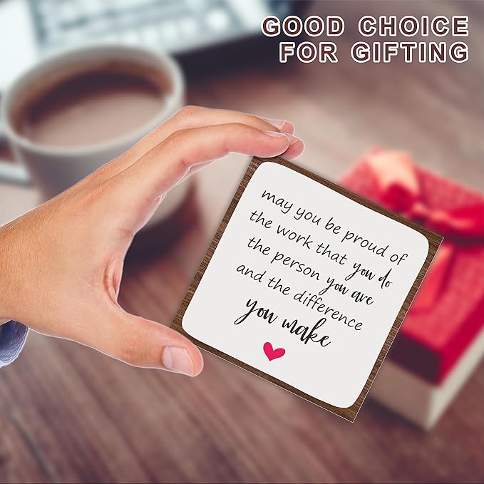 Wooden Gift Sign Positive Reminder - May You Be Proud- Motivational Wood Plaque With A Support Frame - Home & Office Inspirational Gifts For Women And Man,Coworker Office Desk Decor & Accessories - A16