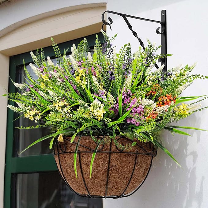 8 Bundles Artificial Flowers for Outdoors Faux Plants Greenery Shrubs UV Resistant for Porch Balcony Patio Garden Home Decor
