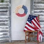 Patriotic Wreath for Front Door Red White Blue Wreath 4th of July Wreaths for Door Wall Memorial Day Decor Independence Day Hanging Decoration for Outside Home Farmhouse Holiday (Little Star)