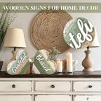 Jetec 2 Pcs Rustic Decorations for Living Room Home Shelf Mantel Entryway Table, Farmhouse Knick Knacks Christian Table Centerpiece Wooden Heart Decor for Dining Room Housewarming Gift(Blessed Style)
