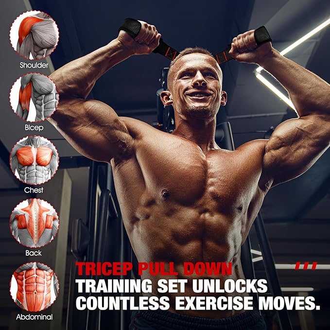 Resistance Bands with Handles, Exercise Bands with Door Anchor for Working Out, Home Gym Workout Equipment for Push Downs, Tricep, Biceps, Arms, Back, Chest, Abs, Shoulder Training
