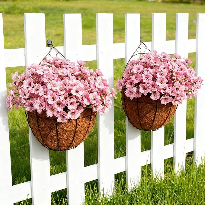 24 Bundles Artificial Flowers for Outdoor Faux Plants for Spring Summer Decoration, UV Resistant Realistic Silk Plastic Fake Flowers Garden Porch Patio Balcony Yard Front Home Decor