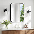 BONEWEI 16x20 inch Bathroom Mirror,Black Rectangle Mirror,Wall Mounted Bathroom Frame Vanity Mirror with Round Corner for Bedroom Living Room,Entryway Hangs Horizontal or Vertical