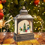 Christmas Snowman Snow Globe, Snowman Musical Lantern with 6 Hour Timer USB Lined/Battery Operated Retro Style Holiday Glitter Globe for Xmas Indoor Decoration and Santa Gifts