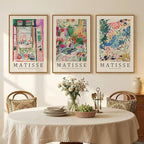 Framed Abstract Matisse Wall Art for Living room, Large 3 Pieces Colorful Landscape Canvas Artwork for Walls, Vintage Matisse Paintings Prints Pictures for Hallway Home Office, Total Size 30x60