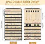 Hanging Jewelry Organizers and Storage, Double-Sided Jewelry Necklace Holder for Jewelries, Earrings, Accessories, Rings on Closet, Door, Wall (1,Beige)