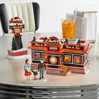 Department 56 Original Snow Village Scooter's Diner Lit Animated Buidling and Figurine Set, 6.1 Inch, Multicolor