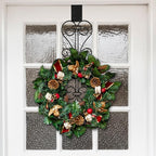 Kathfly 2 Pack 17 Inch Wreath Door Hanger Front Door Metal Bow Hanging Hook Adjustable Hook Length for Garden Spring Wreath Porch Decor Christmas Valentine's Day Decorations(Black)