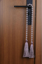 34 Inch Pearl Glass Bead Garland with Tassels - Elegant Boho Table Decor, Fringe Wall Hanging for Wedding, Party, Farmhouse Rustic Prayer Bead Home Decoration(2 Pack,Purple)