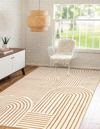 Lahome Abstract Bedroom Rugs, Soft Washable Area Rugs 4x6 Non Slip Rainbow, Ultra-Thin Orange Throw Carpet for Entryway Kitchen Living Room, Orange