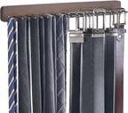 Mkono Tie Rack Wall Mounted Belt Hanger Holder Rustic Wood Tie Organizer for Men Closet Max up 20 Storage for Ties Belts Scarf