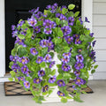 Fake Artificial Flowers Hanging for Outdoors Decor, 2 Bundles UV Resistant Faux Silk Flowers for Planters Porch Patio Window Yard Balcony Fence Decoration
