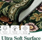 Moynesa Floral 6x9 Area Rugs, Washable Green Rugs for Living Room, Boho Large Soft Bedroom Rug, Non Slip Ultra Thin Botanical Indoor Floor Carpet for Dining Room Home Office, Green