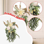 Qianly Artificial Floral Swag Garland Outdoor Indoor, Decorative, Flower Teardrop Wreath, Hanging for Office Holidays Festivals Wall, Champagne Color